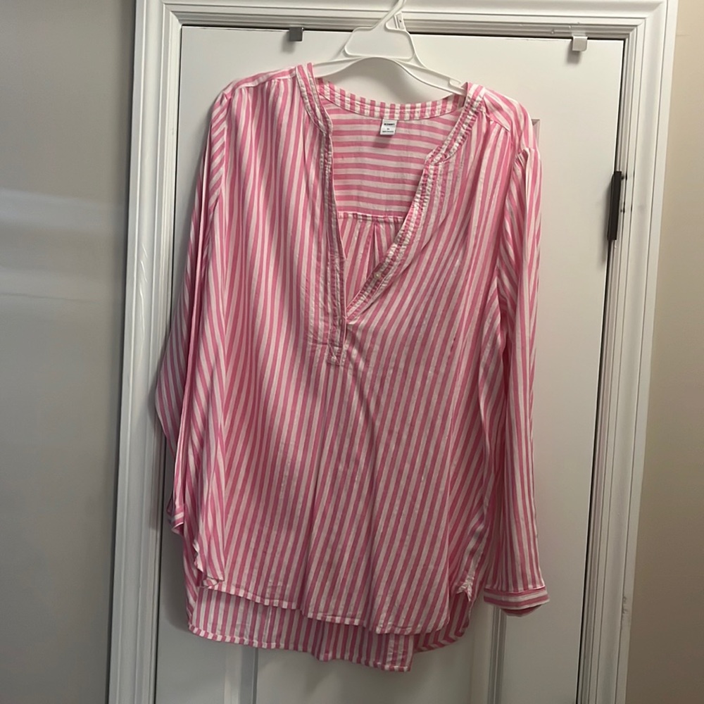 Old Navy Pink and White Striped Tunic Top